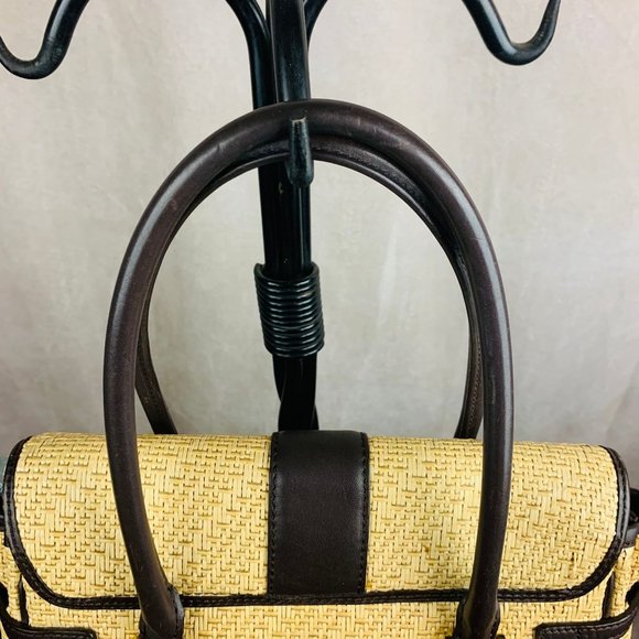 Y2K Brooks Brother Brown Straw Shoulder Bag - Picture 6 of 9